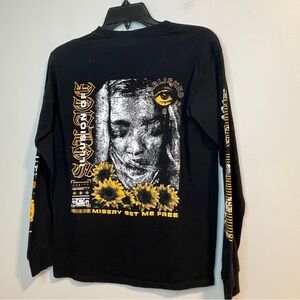 Illusion of Solace Gildan Black and Yellow Graphic Long Sleeve Tee